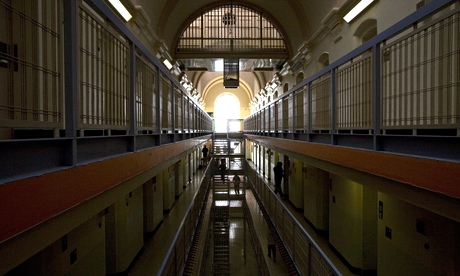 A cell block in Wandsworth prison, London: prisoners are issued with condoms if they need them. Phot