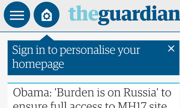 Subtle prompt on the Guardian’s Android app.
