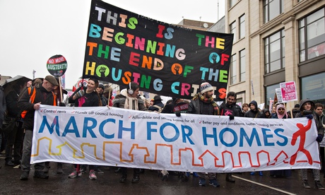 Housing demonstration in London, January 2015. Police are now trying to get demonstrators to pay the