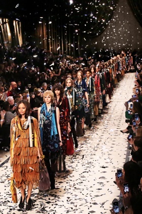 A 70s feel permeated Burberry's show.