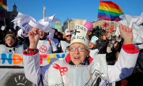 Spanish healthcare workers protest against government austerity measures in 2013.