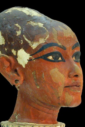 Head of the young pharaoh Tutankhamen.