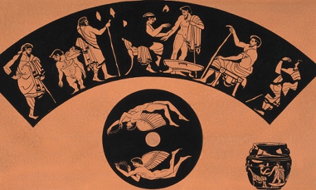 A painting of a physician bleeding a patient taken from a Greek vase