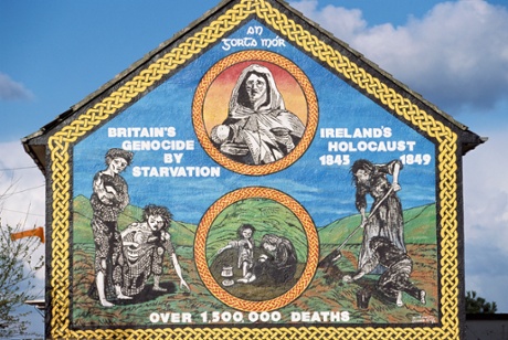 A republican mural in Belfast points blame at Britain for Ireland's potato famine.