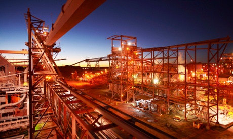 BHP Billiton's copper/uranium/gold/silver processing plant near the Olympic Dam mine in South Australia.