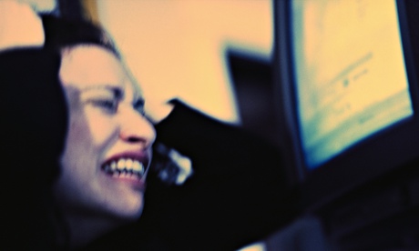 Frustrated woman at computer