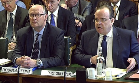 Douglas Flint and Stuart Gulliver appear before the Treasury select committee on Wednesday.