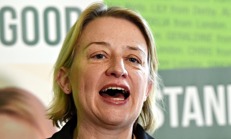 Green Party leader Natalie Bennett delivers a speech at a Green Party manifesto launch