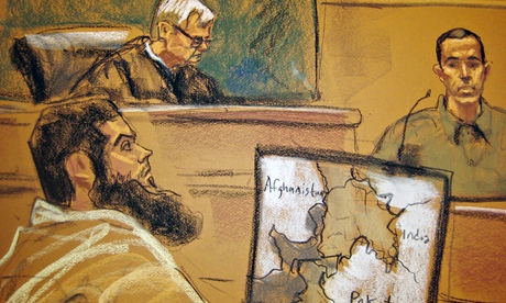 A courtroom sketch depicted the New York trial of Abid Naseer.