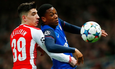 Monaco's Anthony Martial in action with Arsenal's Hector Bellerin.