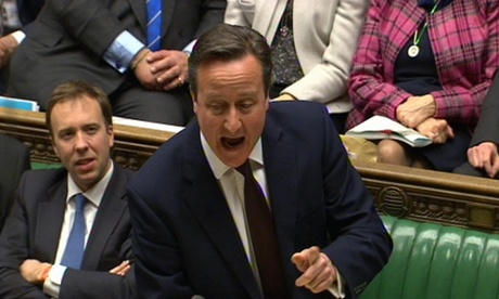 Prime Minister David Camero during Prime Minister's Questions in the House of Commons.