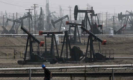 This Jan. 16, 2015, file photo shows pumpjacks operating at the Kern River Oil Field in Bakersfield, California.