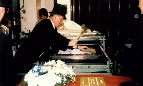 Banging down page one of the final hot metal edition of the Guardian