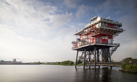 The REMeiland restaurant, an old helicopter landing platform, Amsterdam.