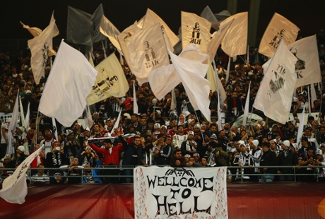 The customary welcome from the Besiktas supporters at the Ataturk Olympic stadium.