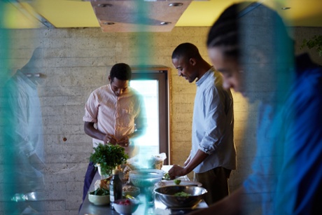 Duval Timothy (left) with Groundnut colleagues Folayemi (centre) and Jacob (right).  