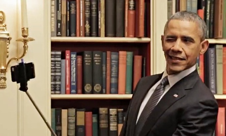 President Obama takes a selfie. 