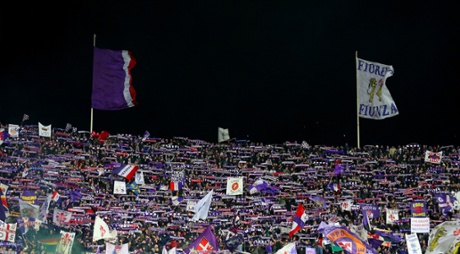 Fiorentina fans before the match at the Artemio Franchi stadium.