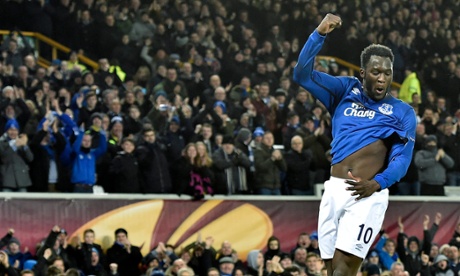 Romelu Lukaku celebrates after scoring his second.