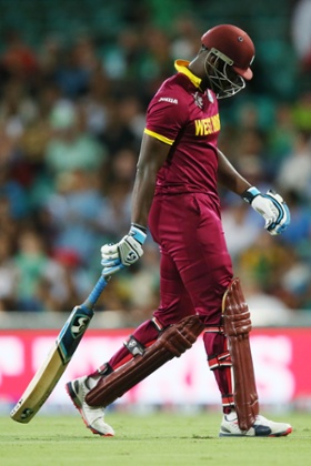 Andre Russell walks.