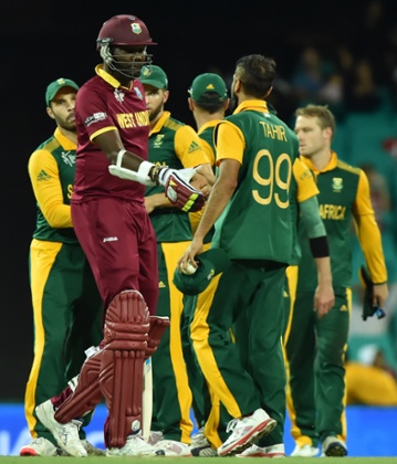 Sulieman Benn shakes hands with South Africa players.