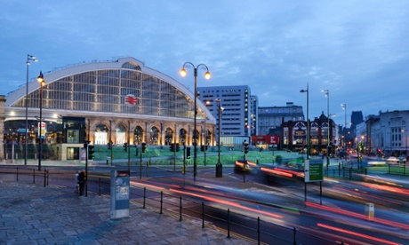 Traffic outside Liverpool Lime Street train station at night. The city was host to the BT Global City Leaders summit last June.