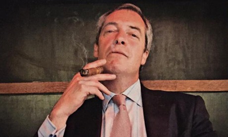 Nigel Farage posing with cigar