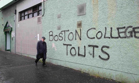 Graffiti in reference to the Boston College tapes, on a wall off the Falls Road in Belfast