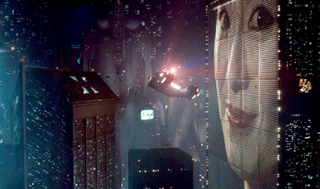 Flying cars and giant video billboards in Blade Runner.