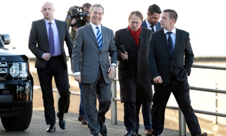 Nigel Farage arriving at the Ukip conference in Margate - with Channel 4 News' Michael Crick doorstepping him.