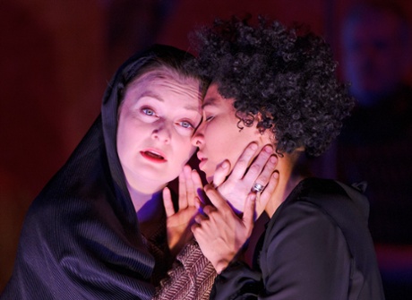 Sopranos Lucy Crowe (left) and Julia Bullock in The Indian Queen.