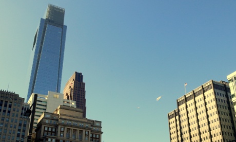 The victory parade at the Comcast HQ in Philadelphia.