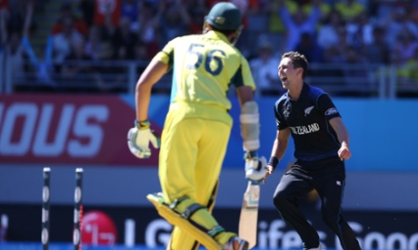 Trent Boult celebrates the wicket of Australia's Mitchell Starc (Michael Bradley/AFP/Getty Images)