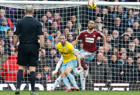 Glenn Murray catches West Ham’s Winston Reid in clear view of Mike Dean and sees red.