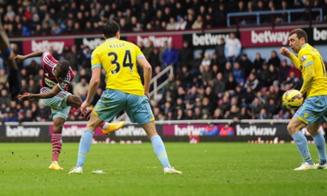 Enner Valencia gets a goal back with a well-struck shot.