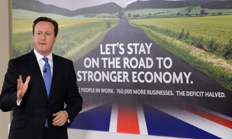David Cameron launched the Tories' 'long campaign' with a poster on 5 January but the clumsy use of a photoshopped German road as the image led to criticism.