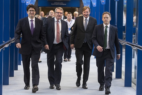 The Conservatives' campaign team: Lord Feldman, Lynton Crosby, Jim Messina and Grant Shapps