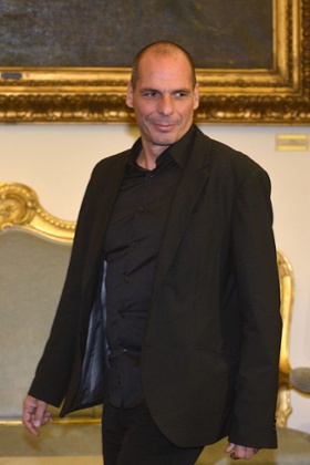 Greek Minister of Finance Yanis Varoufakis arrives to meet his Italian counterpart on February 3, 2015 in Rome.