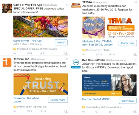 A selection of Twitter adverts.