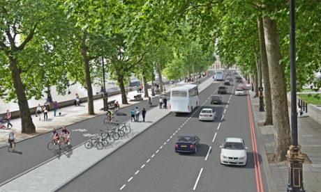 Mock up of London cycle lanes