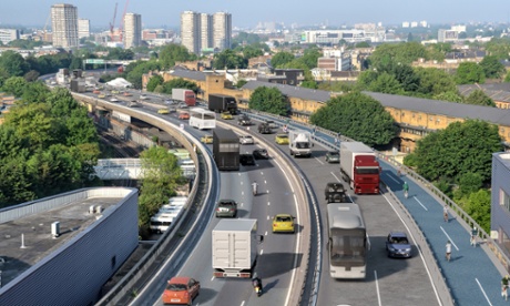 Mock up of London cycle lanes