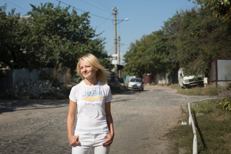 Natalia Onipko, president of Zaporuka, outside her office in Kiev.