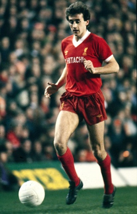 Richard Money playing for Liverpool and a 1980's hairstyle.