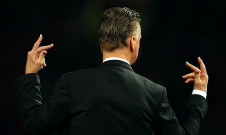 An animated Louis Van Gaal let's his hands do thew talking.
