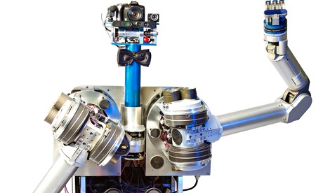 Herb the home help, created by Carnegie Mellon's Robotics Institute. Answers doors and microwaves me