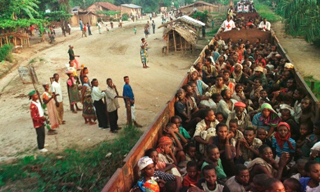 Rwandan refugees during an evacuation in 1997.