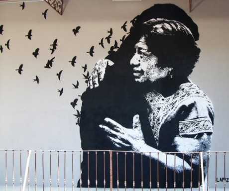 Mother hugging silhouette