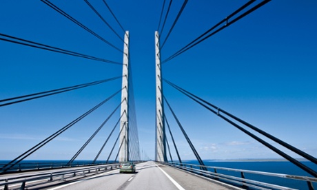 The Oresund Bridge between Malmo and Copenhagen.