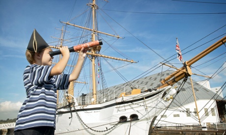 A would-be sailor enjoying the Sailors' Academy at Chatham Historic Dockyard, Kent