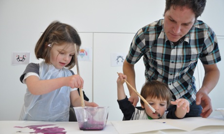 Children creating their own self-portraits in a workshop at the Turner Contemporary, Margate